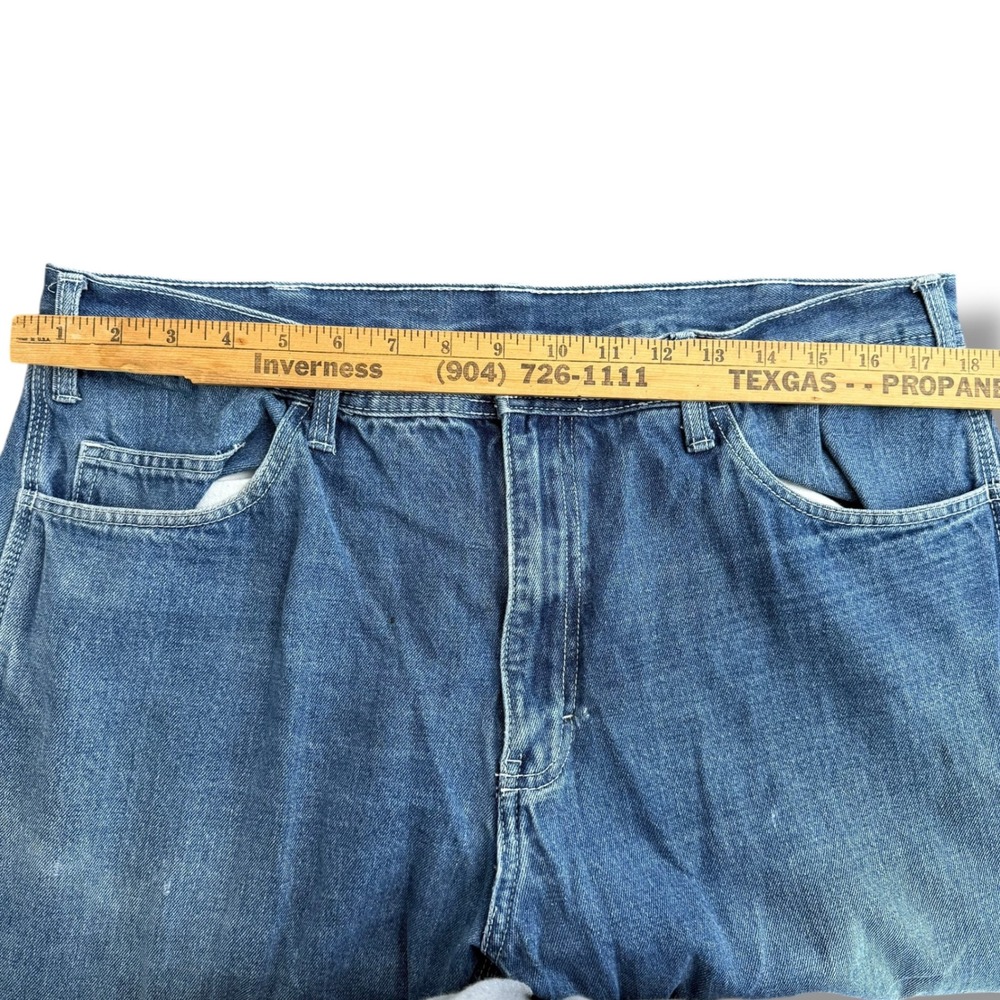 REAL WORK WEAR Mens Blue Denim Carpenter Pants Relaxed Fit Size 36x28 DISTRESSED - Picture 4 of 9